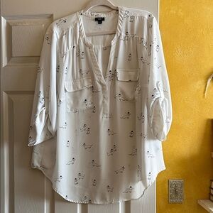 Torrid Black and  White Blouse with Dachshund Print